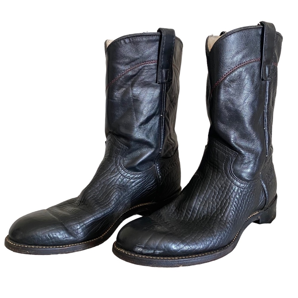 Roy Cooper black round toe roping boots 9.5 D WM 8830 MEN
